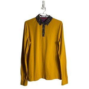Simons x Liberty Yellow Polo Floral Print Long Sleeve Shirt